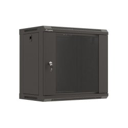 RACK CABINET 19" WALL-MOUNT 9U/540X350 (FLAT PACK) WITH GLASS DOOR BLACK LANBERG
