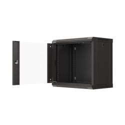 RACK CABINET 19" WALL-MOUNT 9U/540X350 (FLAT PACK) WITH GLASS DOOR BLACK LANBERG