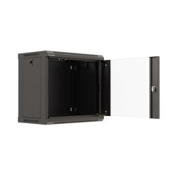 RACK CABINET 19" WALL-MOUNT 9U/540X350 (FLAT PACK) WITH GLASS DOOR BLACK LANBERG