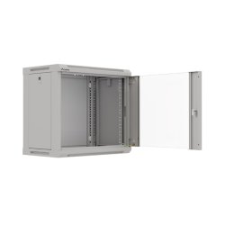 RACK CABINET 19" WALL-MOUNT 9U/540X350 (FLAT PACK) WITH GLASS DOOR GREY LANBERG