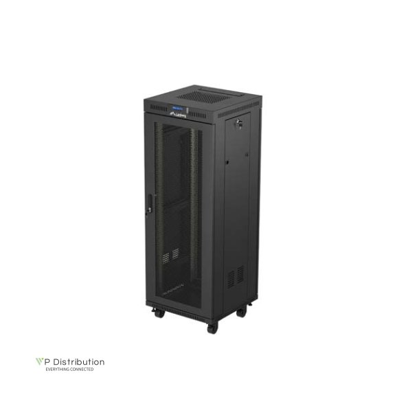 RACK CABINET 19" FREE-STANDING 32U/600X600 (FLAT PACK) WITH MESH DOOR LCD BLACK LANBERG