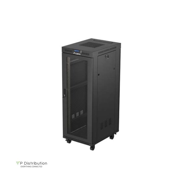 RACK CABINET 19" FREE-STANDING 32U/600X800 (FLAT PACK) WITH MESH DOOR LCD BLACK LANBERG