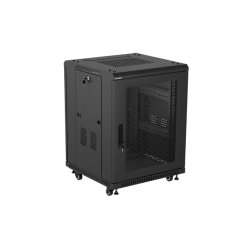 RACK CABINET 19" FREE-STANDING 15U/600X600 (FLAT PACK) WITH MESH DOOR BLACK LANBERG