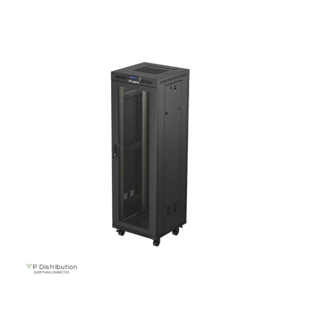 RACK CABINET 19" FREE-STANDING 37U/600X600 (FLAT PACK) WITH MESH DOOR LCD BLACK LANBERG
