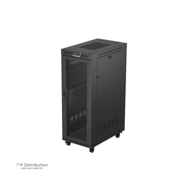 RACK CABINET 19" FREE-STANDING 32U/600X1000 (FLAT PACK) WITH MESH DOOR LCD BLACK LANBERG