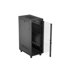RACK CABINET 19" FREE-STANDING 32U/600X1000 (FLAT PACK) WITH GLASS DOOR LCD BLACK LANBERG