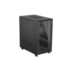 RACK CABINET 19" FREE-STANDING 22U/600X1000 (FLAT PACK) WITH GLASS DOOR BLACK LANBERG