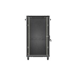 RACK CABINET 19" FREE-STANDING 22U/600X1000 (FLAT PACK) WITH GLASS DOOR BLACK LANBERG