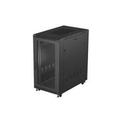 RACK CABINET 19" FREE-STANDING 22U/600X1000 (FLAT PACK) WITH MESH DOOR BLACK LANBERG