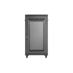 RACK CABINET 19" FREE-STANDING 22U/600X1000 (FLAT PACK) WITH MESH DOOR BLACK LANBERG