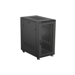 RACK CABINET 19" FREE-STANDING 22U/600X1000 (FLAT PACK) WITH MESH DOOR BLACK LANBERG
