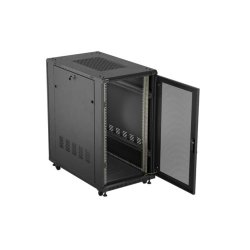 RACK CABINET 19" FREE-STANDING 22U/600X1000 (FLAT PACK) WITH MESH DOOR BLACK LANBERG