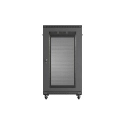 RACK CABINET 19" FREE-STANDING 22U/600X1000 (FLAT PACK) WITH MESH DOOR BLACK LANBERG