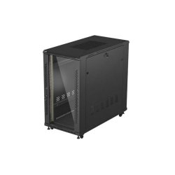 RACK CABINET 19" FREE-STANDING 22U/600X1200 (FLAT PACK) WITH GLASS DOOR BLACK LANBERG