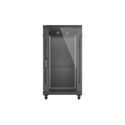 RACK CABINET 19" FREE-STANDING 22U/600X1200 (FLAT PACK) WITH GLASS DOOR BLACK LANBERG