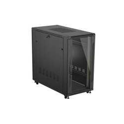 RACK CABINET 19" FREE-STANDING 22U/600X1200 (FLAT PACK) WITH GLASS DOOR BLACK LANBERG
