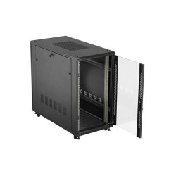RACK CABINET 19" FREE-STANDING 22U/600X1200 (FLAT PACK) WITH GLASS DOOR BLACK LANBERG