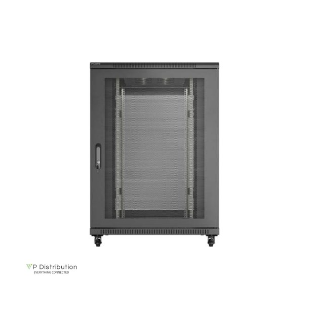 RACK CABINET 19" FREE-STANDING 22U/800X1200 (FLAT PACK) WITH MESH DOOR BLACK LANBERG