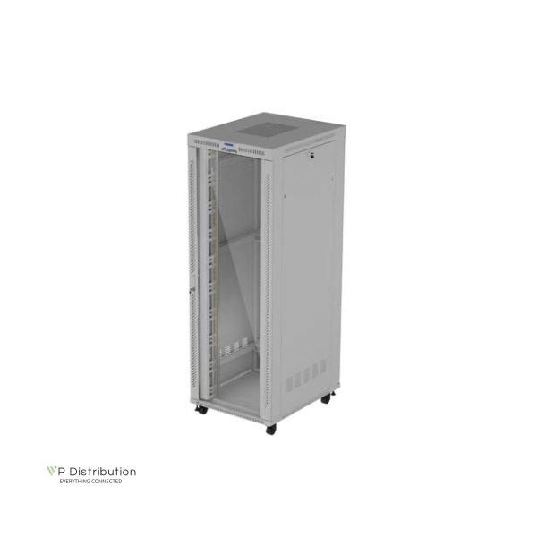 RACK CABINET 19" FREE-STANDING 47U/800X1000 (FLAT PACK) WITH GLASS DOOR LCD GREY LANBERG V2