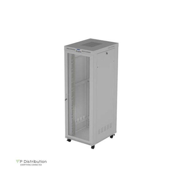 RACK CABINET 19" FREE-STANDING 47U/800X1000 (FLAT PACK) WITH MESH DOOR LCD GREY LANBERG V2