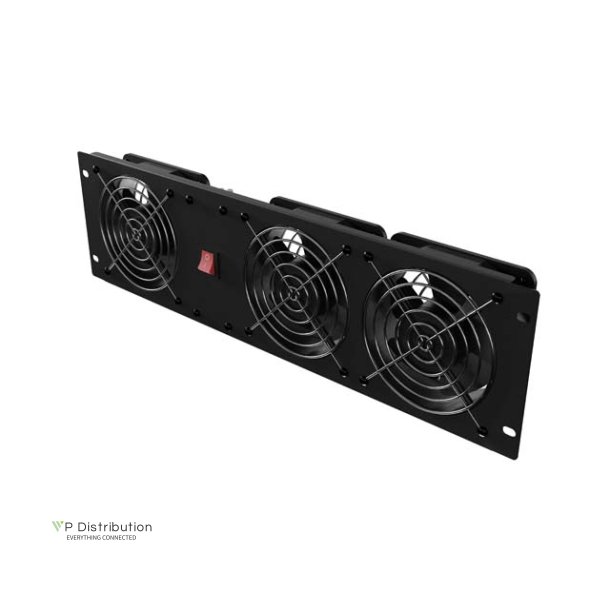 VERTICAL VENTILATION PANEL 19" 3U FOR RACK THREE FANS 230V BLACK LANBERG