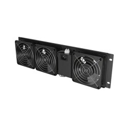 VERTICAL VENTILATION PANEL 19" 3U FOR RACK THREE FANS 230V BLACK LANBERG