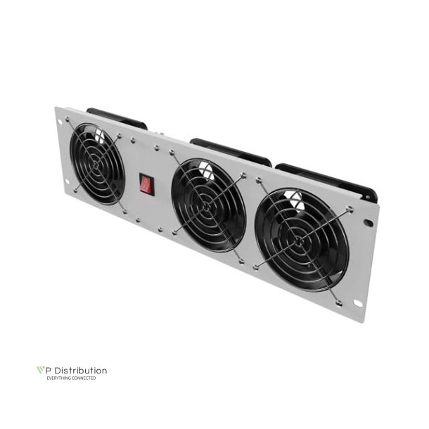 VERTICAL VENTILATION PANEL 19" 3U FOR RACK THREE FANS 230V GREY LANBERG
