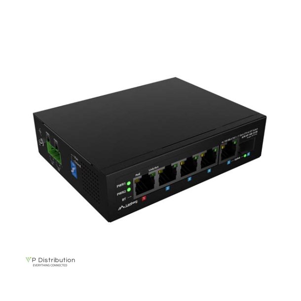 SWITCH LANBERG ILFE-4P-1GE-1S-90 POE 1XBT 3XAT SFP/ETH DIN UNMANAGMENT FAST ETHERNET