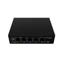 SWITCH LANBERG ILFE-4P-1GE-1S-90 POE 1XBT 3XAT SFP/ETH DIN UNMANAGMENT FAST ETHERNET