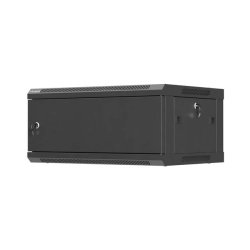 RACK CABINET 19" WALL-MOUNT 4U/600X450 (FLAT PACK) WITH METAL DOOR BLACK LANBERG