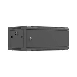 RACK CABINET 19" WALL-MOUNT 4U/600X450 (FLAT PACK) WITH METAL DOOR BLACK LANBERG