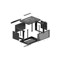 RACK CABINET 19" WALL-MOUNT 4U/600X600 (FLAT PACK) WITH PERFORATED DOOR BLACK LANBERG