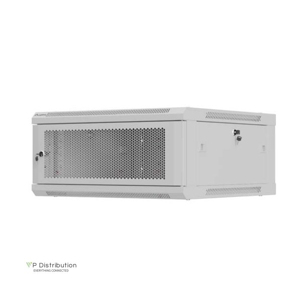 RACK CABINET 19" WALL-MOUNT 4U/600X600 (FLAT PACK) WITH PERFORATED DOOR GREY LANBERG