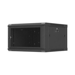 RACK CABINET 19" WALL-MOUNT 6U/600X600 (FLAT PACK) WITH PERFORATED DOOR BLACK LANBERG