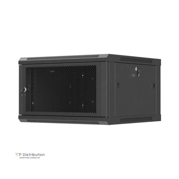 RACK CABINET 19" WALL-MOUNT 6U/600X600 (FLAT PACK) WITH PERFORATED DOOR BLACK LANBERG