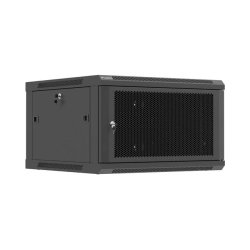 RACK CABINET 19" WALL-MOUNT 6U/600X600 (FLAT PACK) WITH PERFORATED DOOR BLACK LANBERG