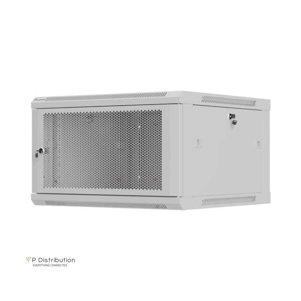 RACK CABINET 19" WALL-MOUNT 6U/600X600 (FLAT PACK) WITH PERFORATED DOOR GREY LANBERG