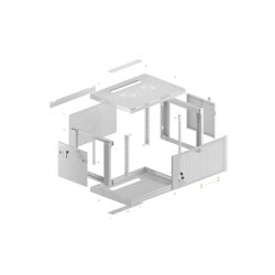 RACK CABINET 19" WALL-MOUNT 6U/600X600 (FLAT PACK) WITH PERFORATED DOOR GREY LANBERG