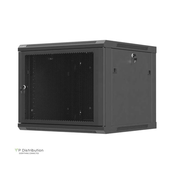 RACK CABINET 19" WALL-MOUNT 9U/600X600 (FLAT PACK) WITH PERFORATED DOOR BLACK LANBERG