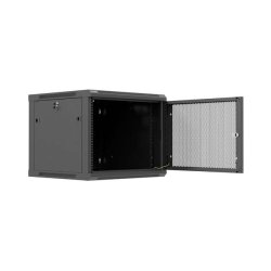 RACK CABINET 19" WALL-MOUNT 9U/600X600 (FLAT PACK) WITH PERFORATED DOOR BLACK LANBERG
