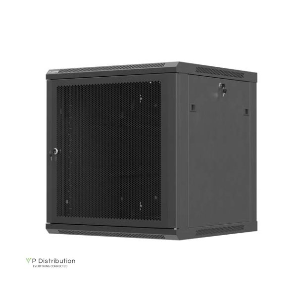 RACK CABINET 19" WALL-MOUNT 12U/600X600 (FLAT PACK) WITH PERFORATED DOOR BLACK LANBERG