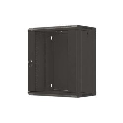 RACK CABINET 19" WALL-MOUNT 12U/540X350 (FLAT PACK) WITH GLASS DOOR BLACK LANBERG