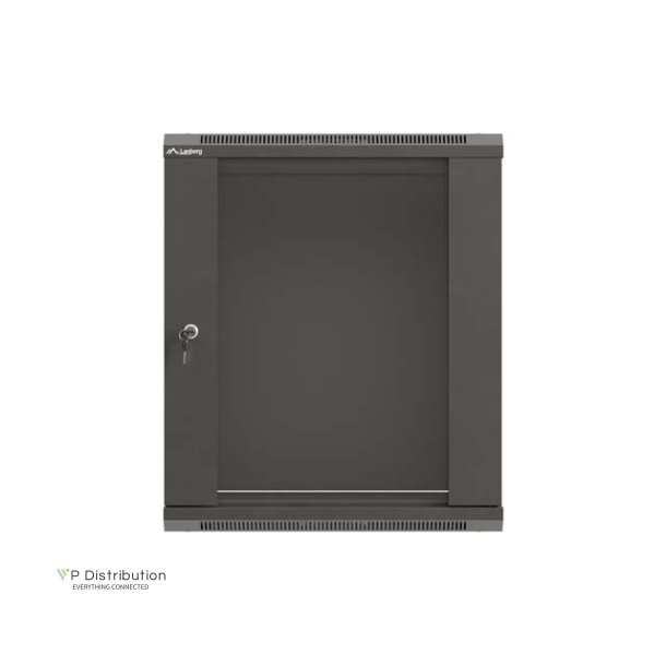 RACK CABINET 19" WALL-MOUNT 12U/540X350 (FLAT PACK) WITH GLASS DOOR BLACK LANBERG