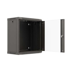 RACK CABINET 19" WALL-MOUNT 12U/540X350 (FLAT PACK) WITH GLASS DOOR BLACK LANBERG