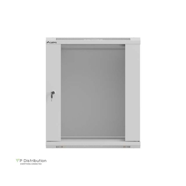 RACK CABINET 19" WALL-MOUNT 12U/540X350 (FLAT PACK) WITH GLASS DOOR GREY LANBERG