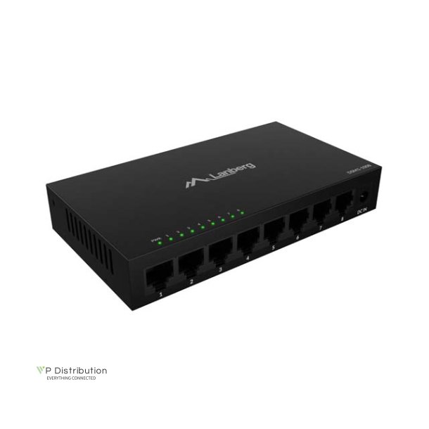SWITCH LANBERG DSM1-1008 8X 1GB/S UNMANAGED GIGABIT ETHERNET DESKTOP 12V METAL CASE
