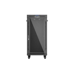 RACK CABINET 19" FREE-STANDING 24U/600X600 (FLAT PACK) WITH GLASS DOOR LCD BLACK LANBERG V2