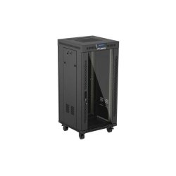 RACK CABINET 19" FREE-STANDING 24U/600X600 (FLAT PACK) WITH GLASS DOOR LCD BLACK LANBERG V2