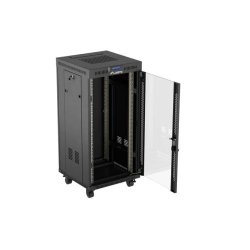 RACK CABINET 19" FREE-STANDING 24U/600X600 (FLAT PACK) WITH GLASS DOOR LCD BLACK LANBERG V2