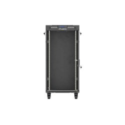 RACK CABINET 19" FREE-STANDING 24U/600X600 (FLAT PACK) WITH GLASS DOOR LCD BLACK LANBERG V2
